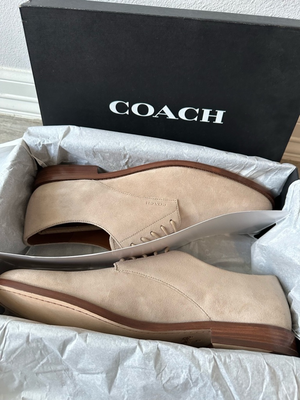 COACH Men’s Beige Suede Dress Shoes 👞